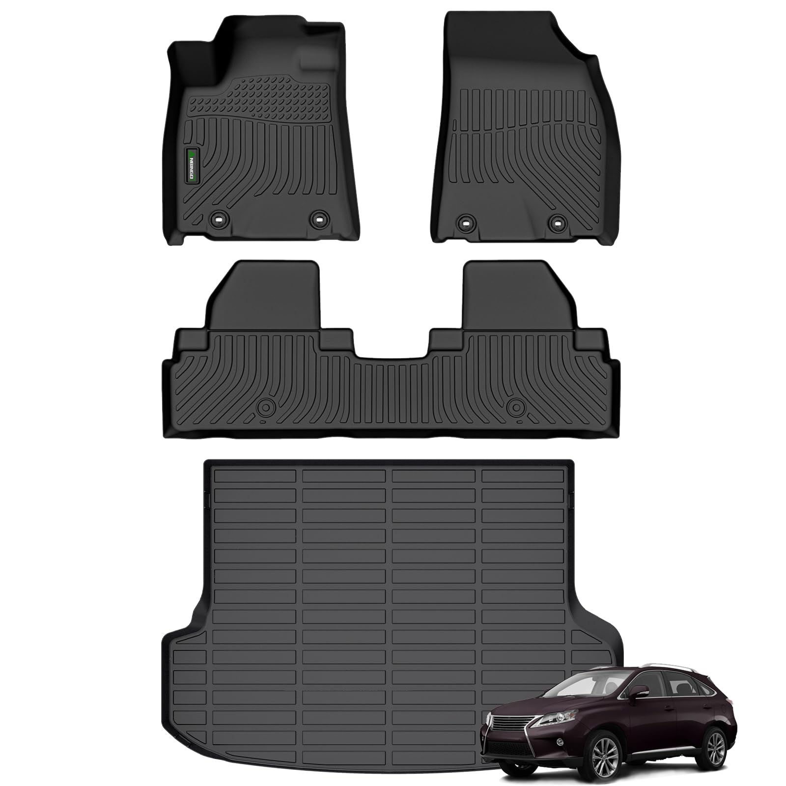 Floor Mats & Cargo Liner for 2010-2015 RX / RX350 / RX450h, All Weather Protection TPE Heavy Duty Non-Slip Automotive Floor Liners Fits Full Set Accessories, Black