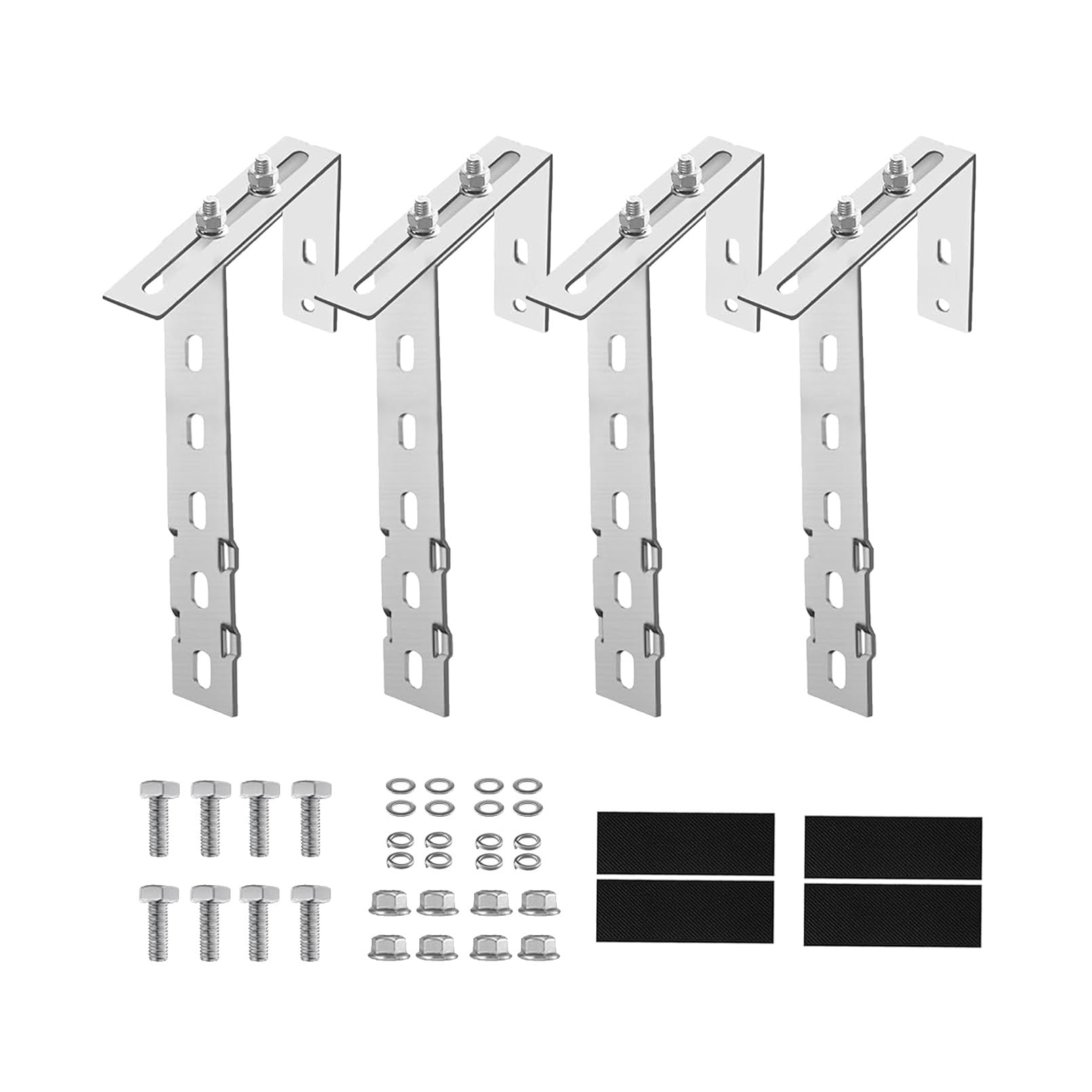 Supporto di montaggio per pannello solare, larghezza regolabile (6-18 cm), in acciaio inox 304 e morsetto universale per pannello solare, per centrali elettriche da balcone e ringhiere (4 pezzi)