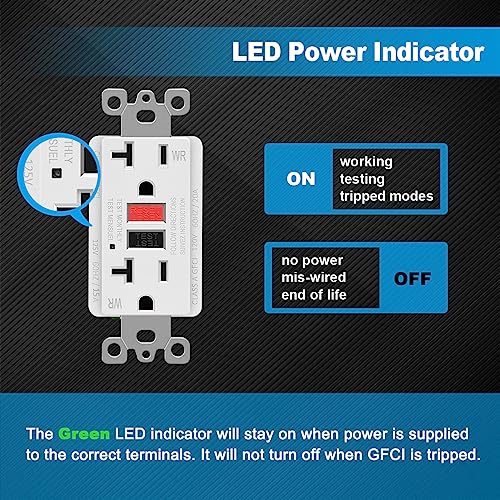 (10 Pack) Uniele 20 Amp Gfci Receptacle Outlet, Outdoor Weather-Resistant (Wr) Gfi Outlet With Wallplate, Ground Fault Circuit Interrupter, 20A/125V, Etl Listed #TOP2
