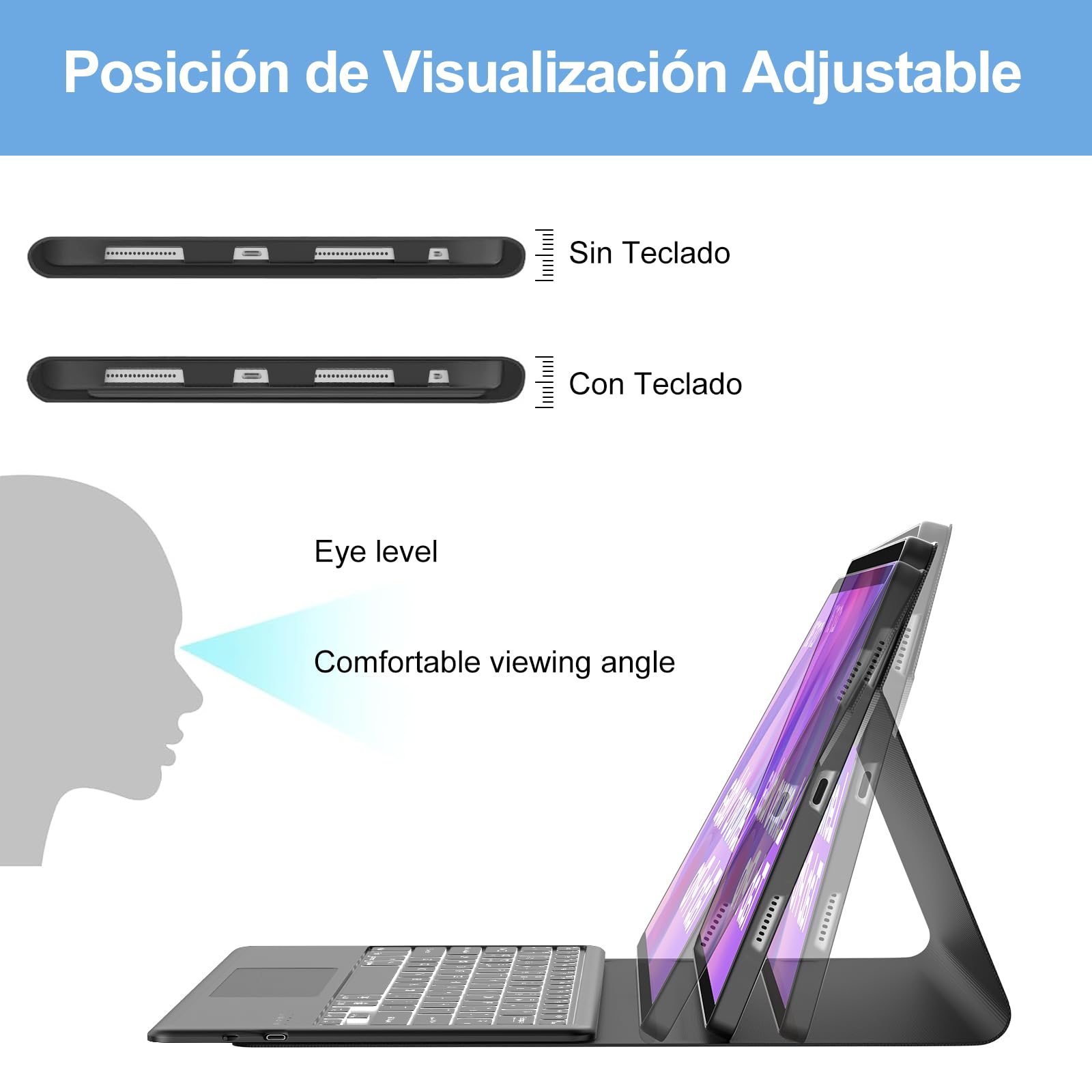 FOGARI Teclado con Trackpad para Lenovo Idea Tab Pro 12.7" 2025 | Funda para Lenovo Idea Tab Pro 12.7 con Español Ñ Teclado Retroiluminado Bluetooth Magnético Desmontable con Trackpad, Negro