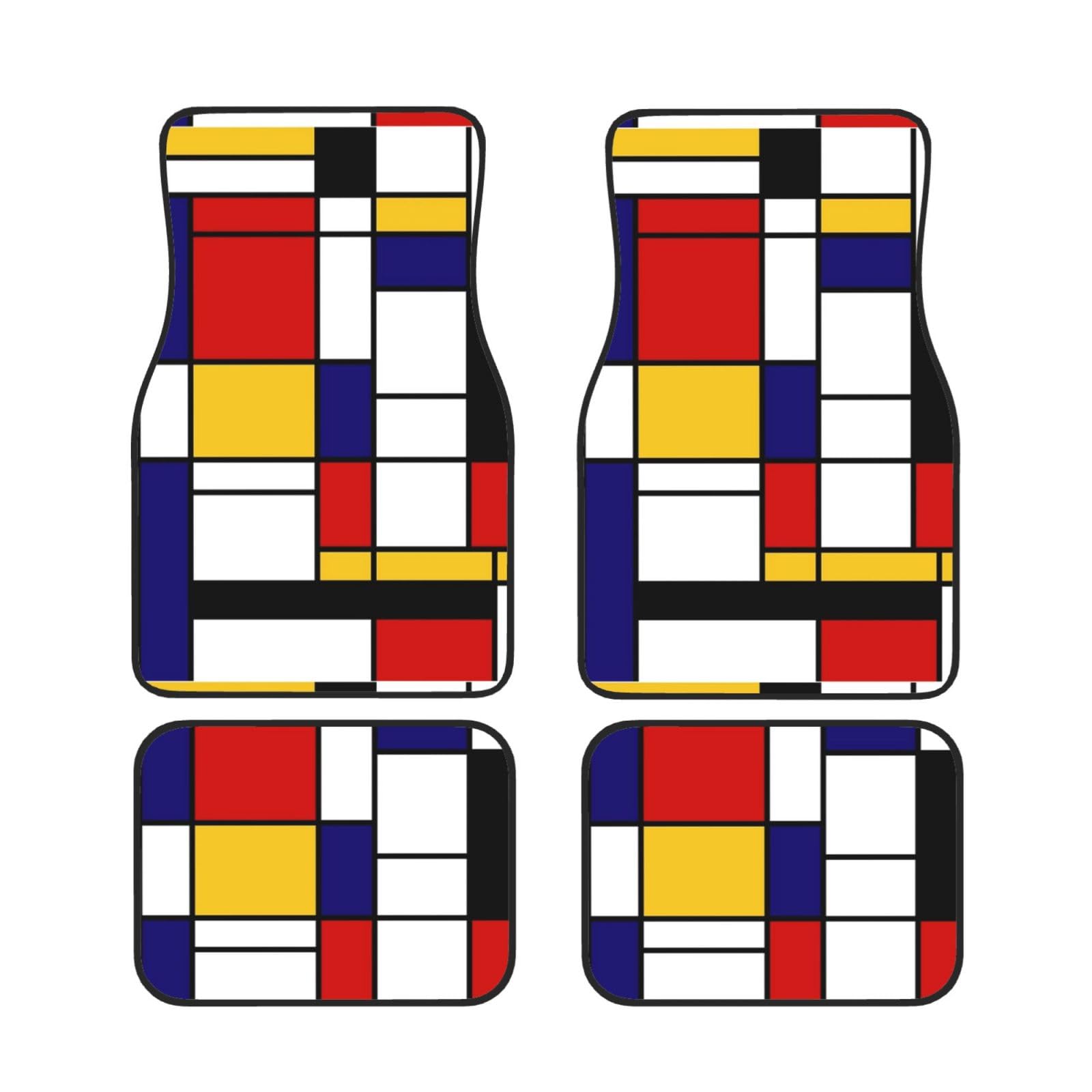 Mondrian-Stil, 4er-Set Auto-Fußmatten, Neopren-Fußmatten für Fahrzeuge, rutschfeste Auto-Fußmatten, Autozubehör