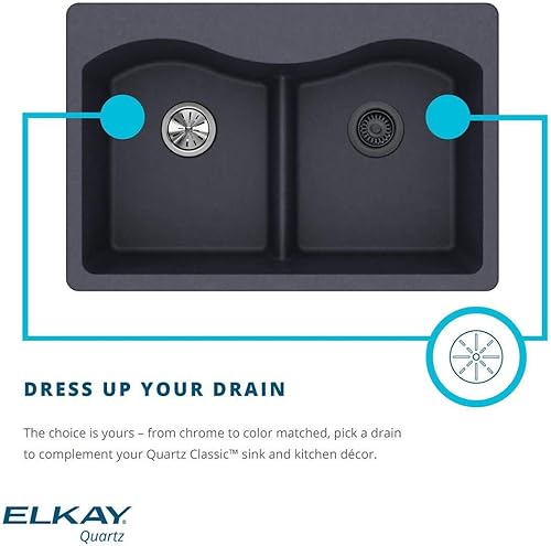 Miniatura 8 de Elkay LKQD35WH - Brida trituradora de polímero con colador de cesta extraíble y tapón de goma, color blanco