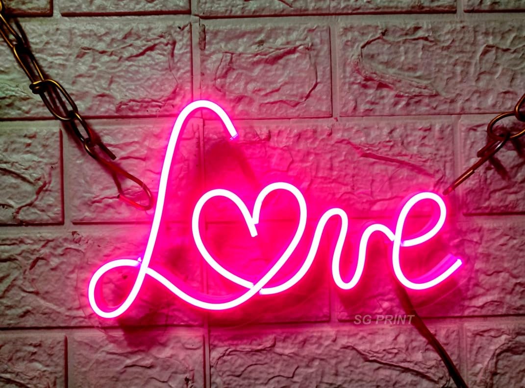 SG PRINT Love Neon Signs For Wall Deco Led Signs,Neon Lights For Bedroom,Decorative Led Lights For Room, Neon Light Sign For Bar,Christmas,Party,Girls Living Room Pink(12x8)-image-16