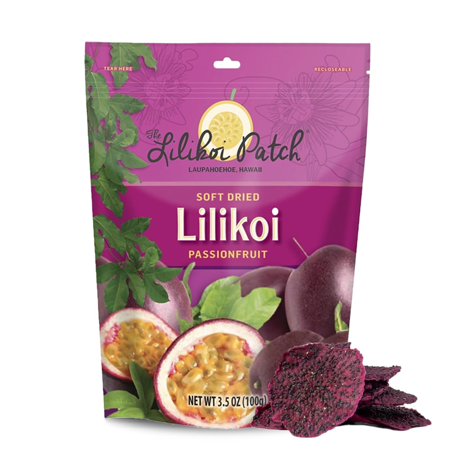 Nakihalani Farm Soft-Dried Passion Fruit 74 Calories Per Serving 3.5 oz/100g – Chewy Natural Soft Dried PassionFruit Snack for Adults, Teens & Kids, Vegan, Non-GMO, Gluten Free Resealable Bag