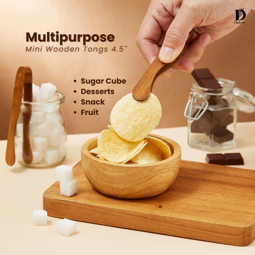 Amazon | Dakorn ミニ木製トング 2個セット - 小さなキッチントング