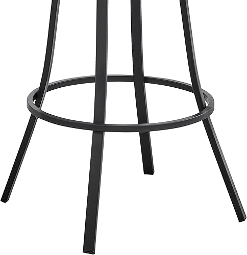 Miniatura 10 de Armen Living Valerie Taburete giratorio de 30 pulgadas de piel sintética gris pizarra y metal negro