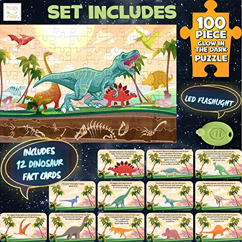 Hapinest 3732 Glow-In-The-Dark Dinosaur Jigsaw Puzzle For Kids, 100 Piece Puzzles For Kids Boys And Girls Gifts Ages 5 6 7 8 9 10 11 12 Years Old & Up thumb #1