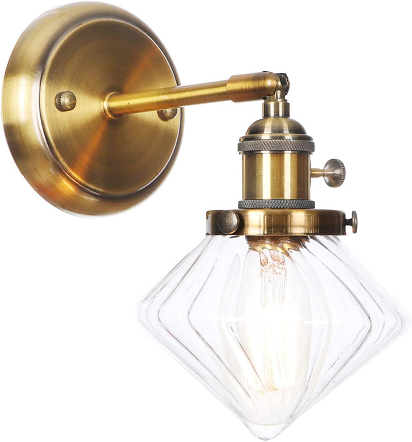 CWCQGH Wall Sconces with Switch,Metal Wall Lighting Fixtures Clear Glass Shade Wall Lights