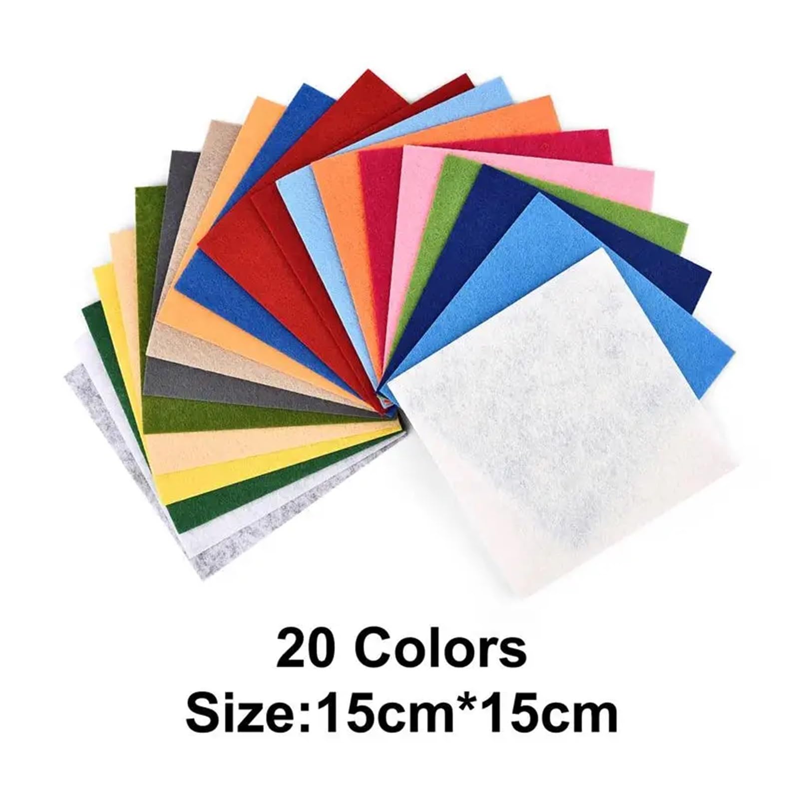 Tejido De Fieltro Paquete de 10/40 piezas fieltro no tejido for bordar, 10 cm, tela for patchwork, ideal for niños, scrapbooking, costura muñecas y manualidades(15x15cm 20pcs)