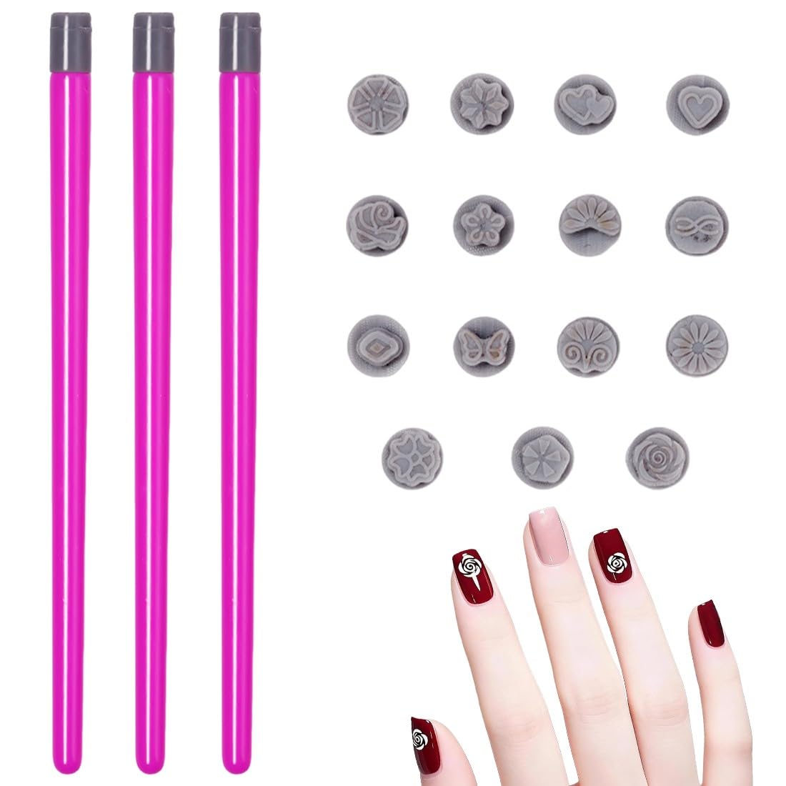 Penne per Stampa Nail Art,15 Pezzi Penne per Timbri per Nail Art in Silicone,Penne per Timbri per Unghie con Motivi, per Donne e Ragazze