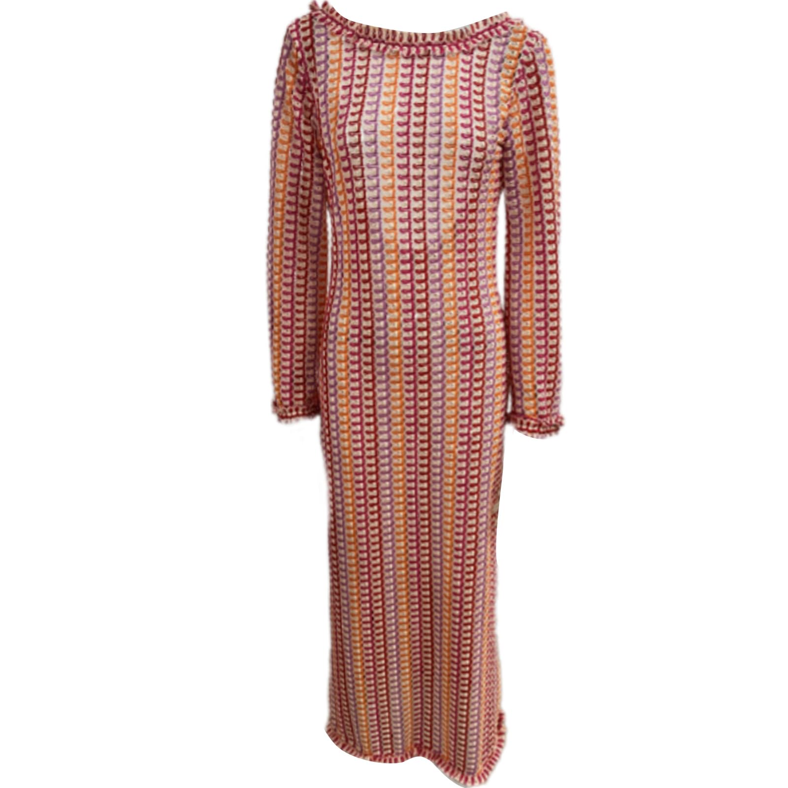 Coverup - Vestito da spiaggia a maniche lunghe, lavorato a maglia, lunghezza intera, da donna, con schiena scoperta, abbigliamento da spiaggia