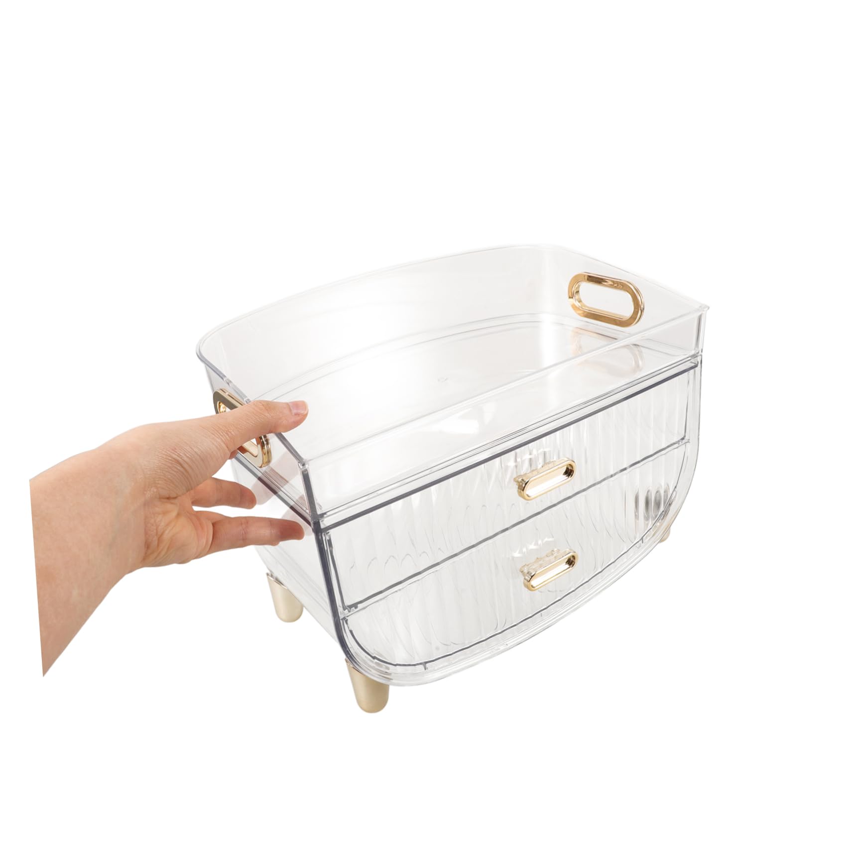 Healvian Organizer per Trucchi da Banco in Plastica, 3 Livelli con Cassetto, Capienza Grande, per Skincare e Gioielli, Facile da Pulire