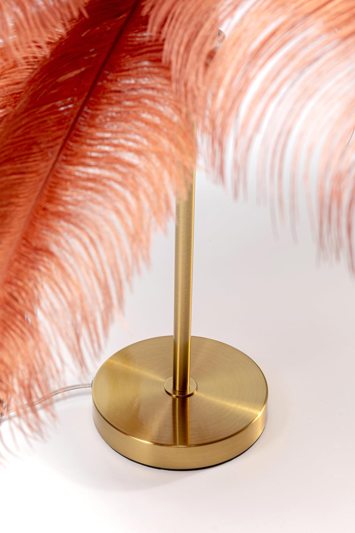 Kare Design Lámpara de Mesa Feather Palm Rusty, Rojo, Motivo de Palmera, Plumas, Luz Decorativa, Decoración para Dormitorio y Sala de Estar, sin Bombilla Incluida, 60x50x50 cm (AxAxP)