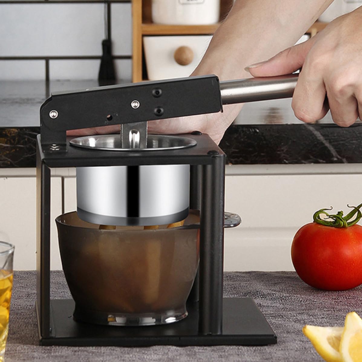 ibasenice Manueller Fruchtentsafter Schwarzes Küchengerät aus Edelstahl und Kunststoff Einfache Handhabung für Saft und Smoothies für Obst und Sojabohnen