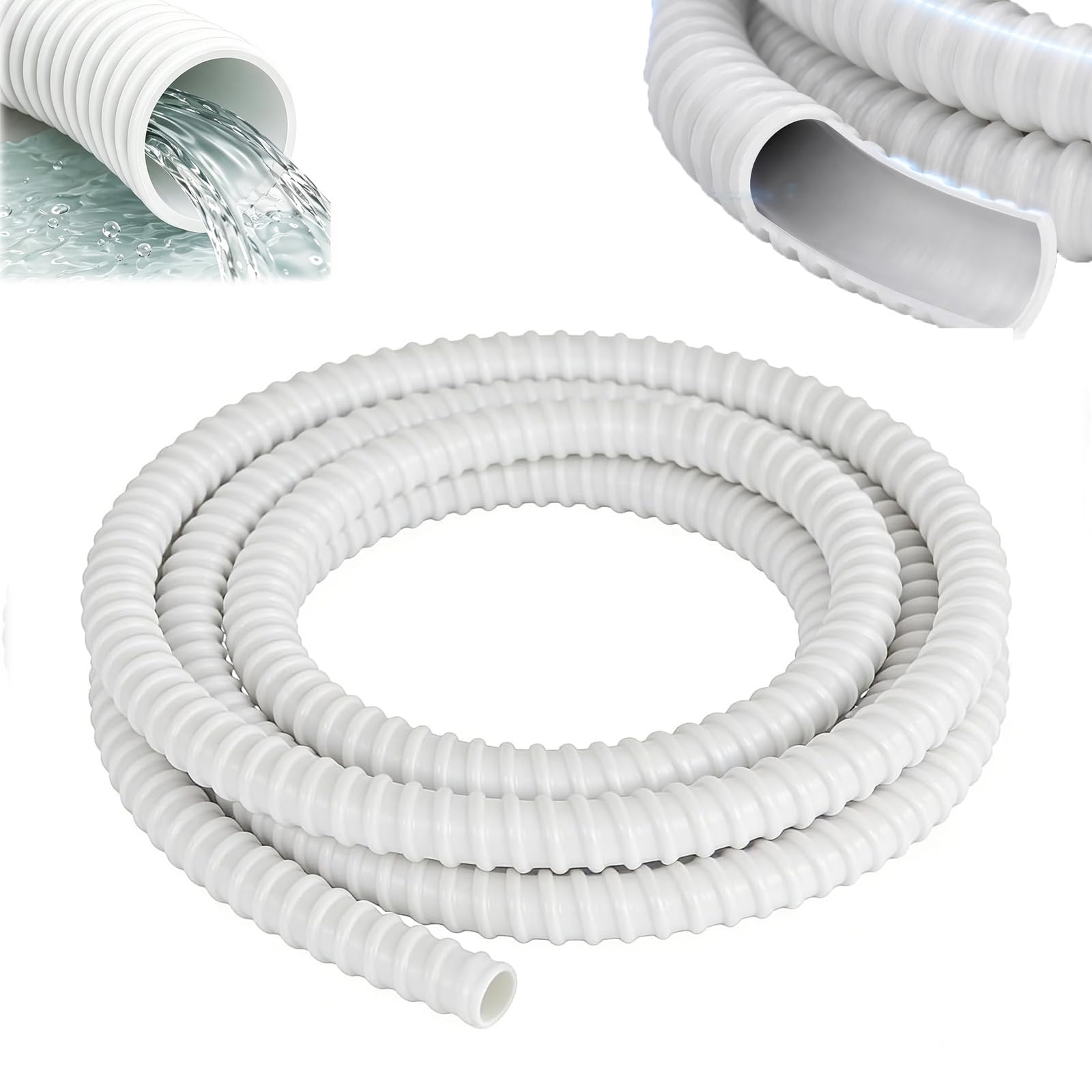 Kondensatschlauch Klimaanlage aus PVC, Kondensatschlauch Ø16mm, UV-beständig Ablaufschlauch Klimaanlage, Zuschneidbar, Flexibler Schlauch für Klimaanlagen, Split-Klimageräte (3M)