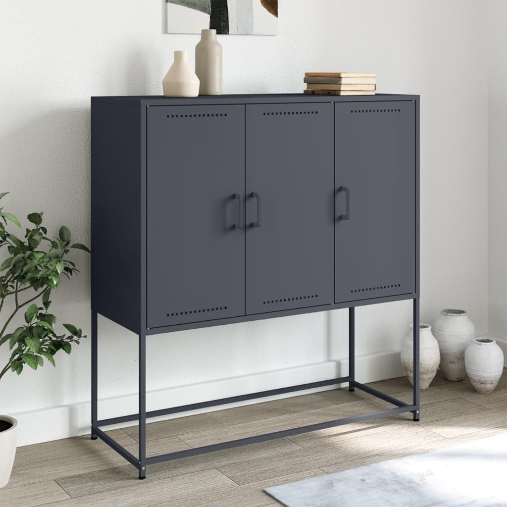 Armadio alto in acciaio, colore antracite, 100,5 x 39 x 107 cm