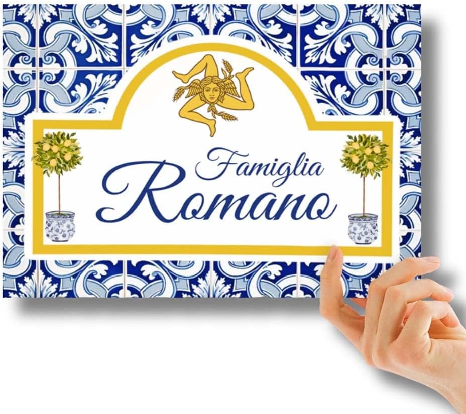 Custom Italian Ceramic Tile | Personalized Family Name & Number & Date Sign | Last Name Home Decor | Address Plaque | For Housewarming, Weddings & Anniversary