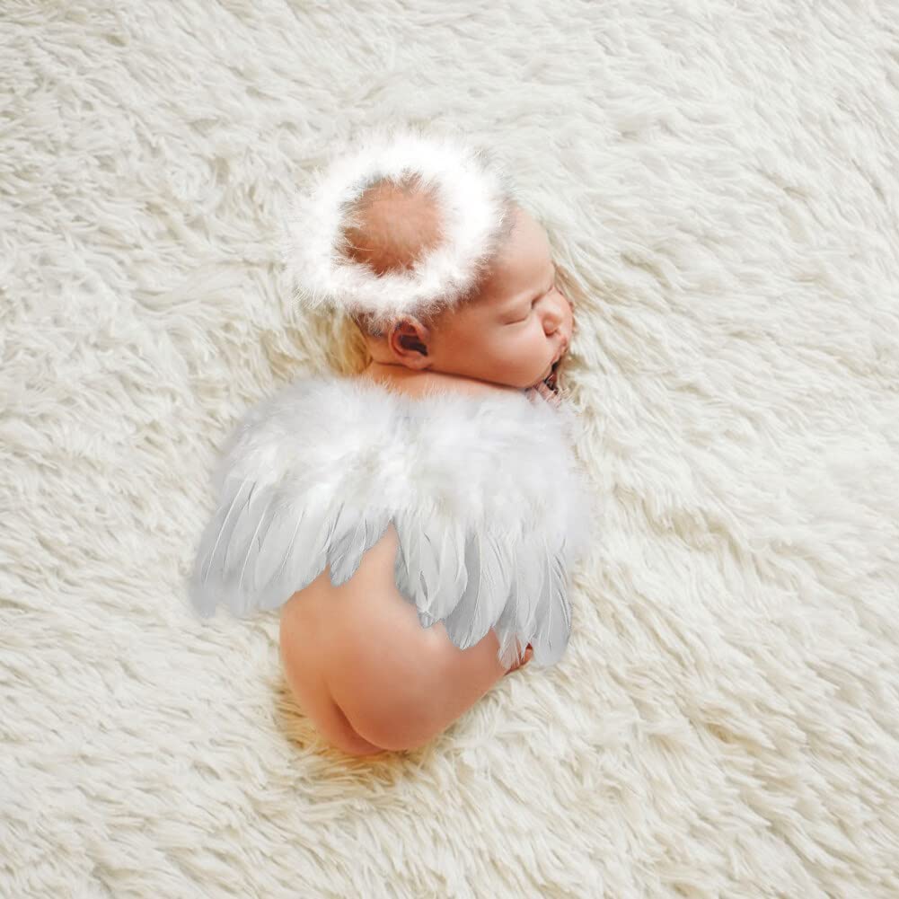JAWSEU Costume de Photographie Bébé, Déguisement de Photographie pour Bébé Paon, Ensemble D'accessoires de Photographie avec Bandeau Tricoté Photo Prop pour Bébé 0 à 3 Mois
