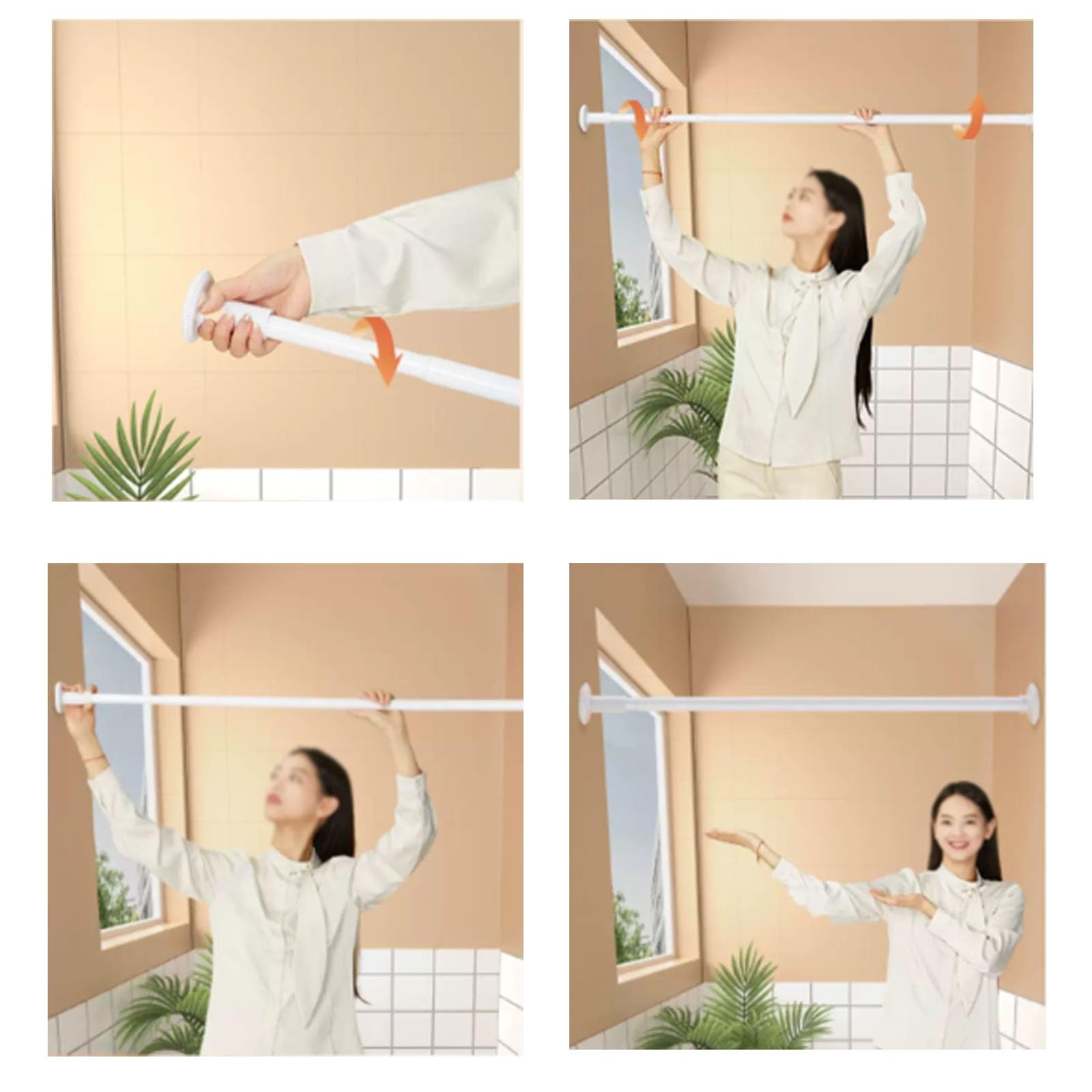 Tringle à rideau de douche, sans perçage, facile à installer, antidérapante, longueur réglable pour salle de bain, cuisine, placard, design durable, adaptée à différents espaces