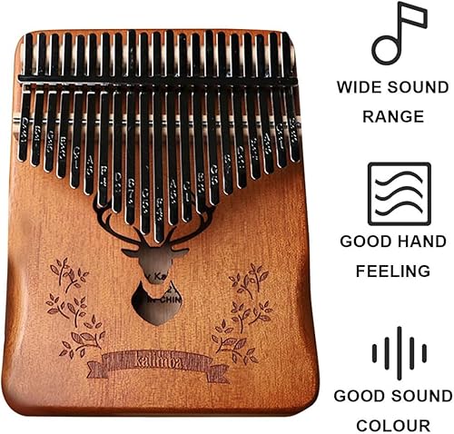 Miniatura 4 de Kalimba - Piano de pulgar de 21 teclas, madera de marimba, reposamanos, portátil, caoba, piano africano, instrumento musical de bolsillo con bolsa