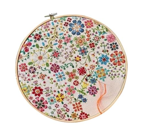 MEEVINWH A Flower A Day Cross Stitch Kit for Beginners, DIY Floral Embroidery Kit with Easy Counted Pattern, Gift for Adults, Home Decor Craft Project