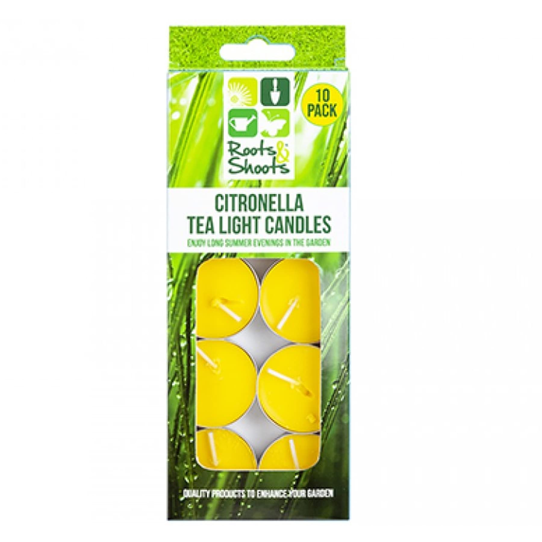 Pack of 10 Citronella Garden Tealight Candles - Up to 4 Hours Burn Time 951038 4764