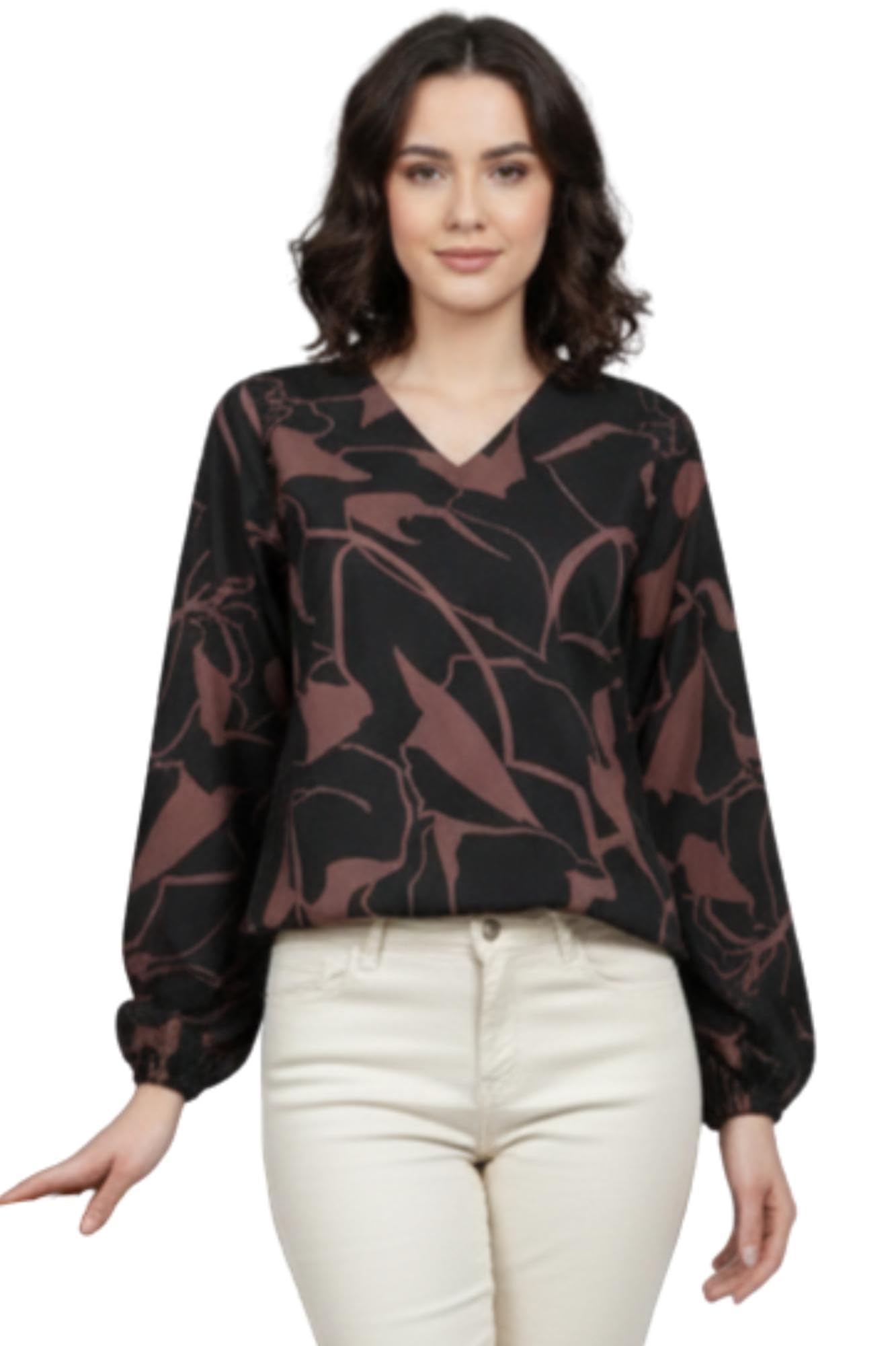 rangmohini Women Printed V-Neck Poly Crepe Tunic Top, Floral Regular Fit Tunic with Long Sleeves for Casual-picture-31