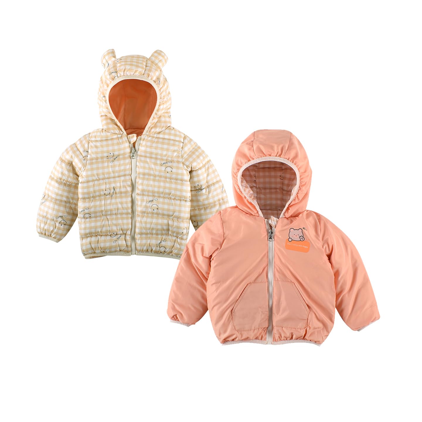 Bold N Elegant Cartoon Print Reversible Winter Standard Length Puffer Jacket For Kids Hooded Coat Jacket With Fleece Lining For Boy's & Girls