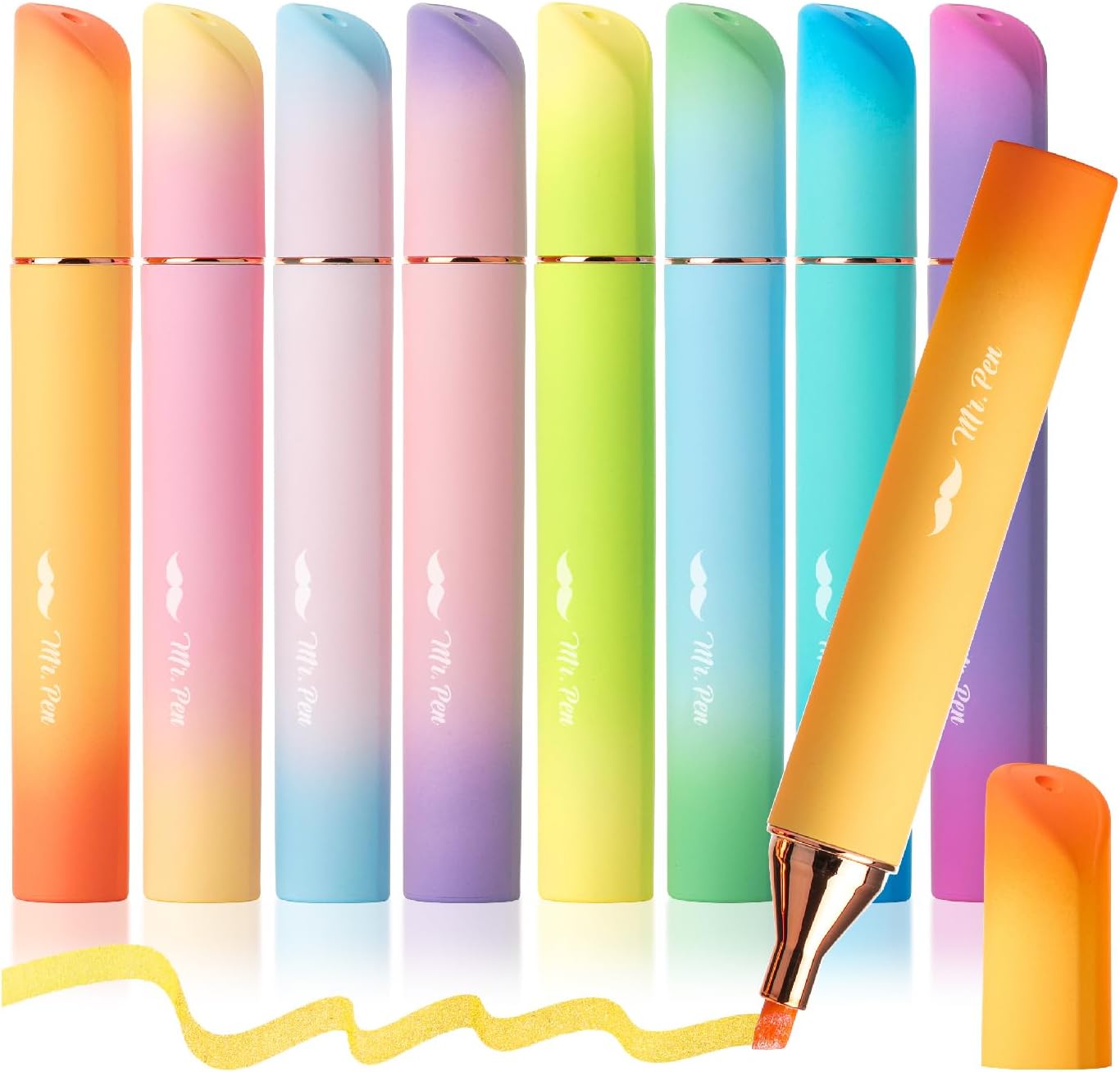 Mr. Pen- Aesthetic Highlighters, 8Pack, Chisel Tip, Energetic Colors, Gradient Barrel, Cute Highlighters Assorted Colors