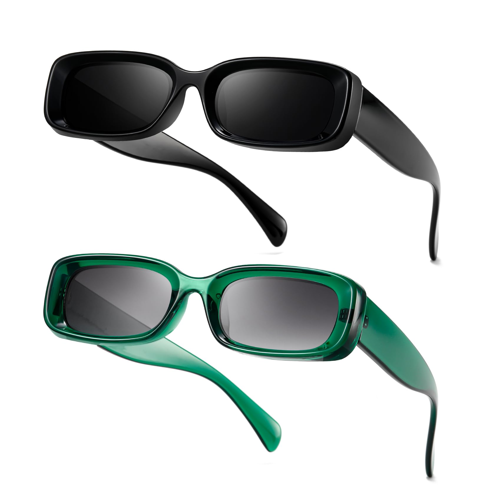 TIANYESY Thick Frame Sunglasses for Men Women Retro Driving Glasses 90’s Vintage Fashion Rectangular Frame UV400 Protection