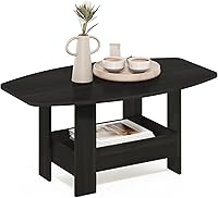 Vista 12 de Mesa de centro de diseño simple Furinno 11179GYW/BK, Material Reciclado, Café Oscuro