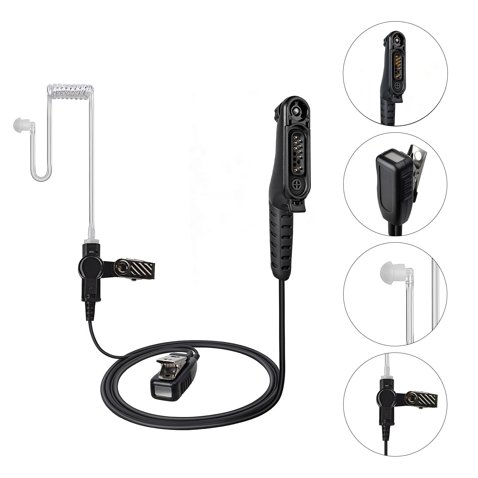 Auricolare acustico con microfono compatibile con Motorola R7 | compatibile con R7a N30 N50 N70, ION e MXP600 radio bidirezionale multi pin per sicurezza Bodyguard
