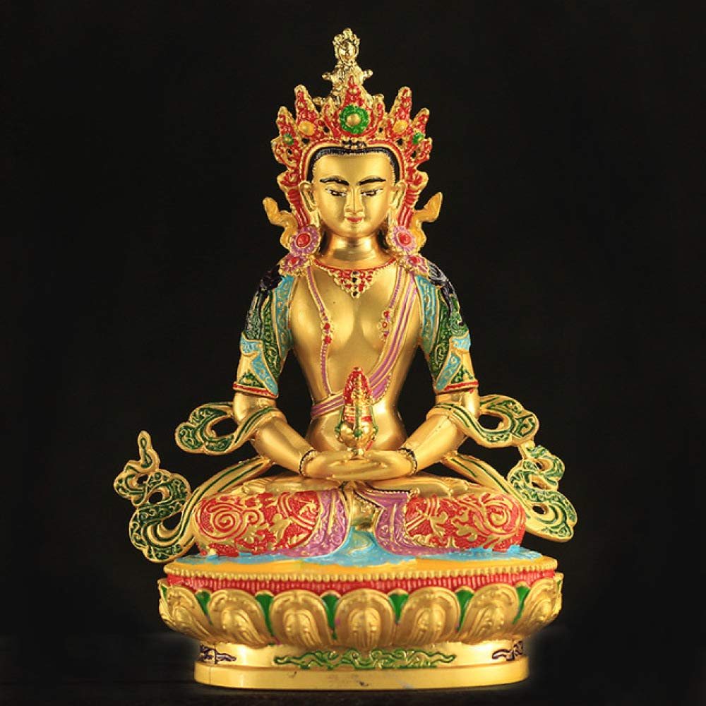 旧藏・ネパール仏教美術・六臂騎獅護法神像・宝石装飾・彩色描金・純銅製・仏像・風水 旧藏・ネパール仏教美術・六臂騎獅護法神像・宝石装飾・彩色描金・純