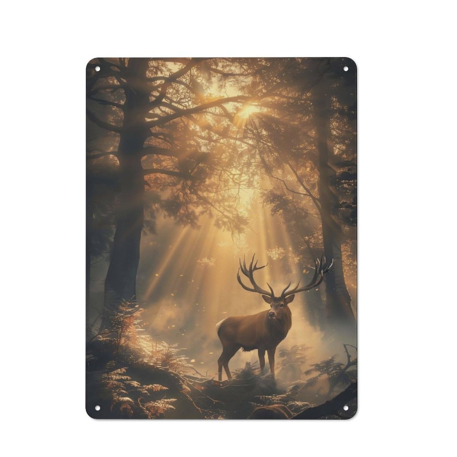 Junmoney Stags Dawn Mystique Retro Tin Wall Plaque 40X30cm For Man Cave Or Games Room, A Decorative Christmas Gift For Man Cave Decor Fans