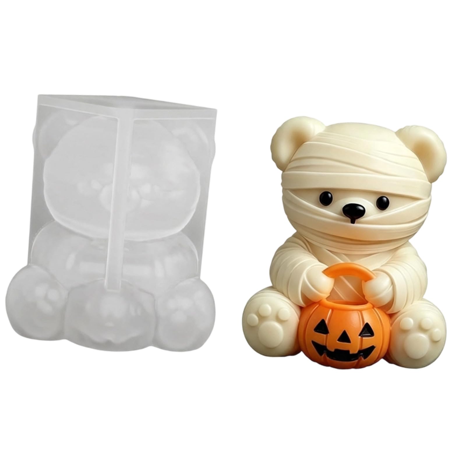 carotoe Mold, Bear Silicone Mold for Making Pumpkin Bear Candled for Diys Soap, Aromatherapies Candled Aromatherapies