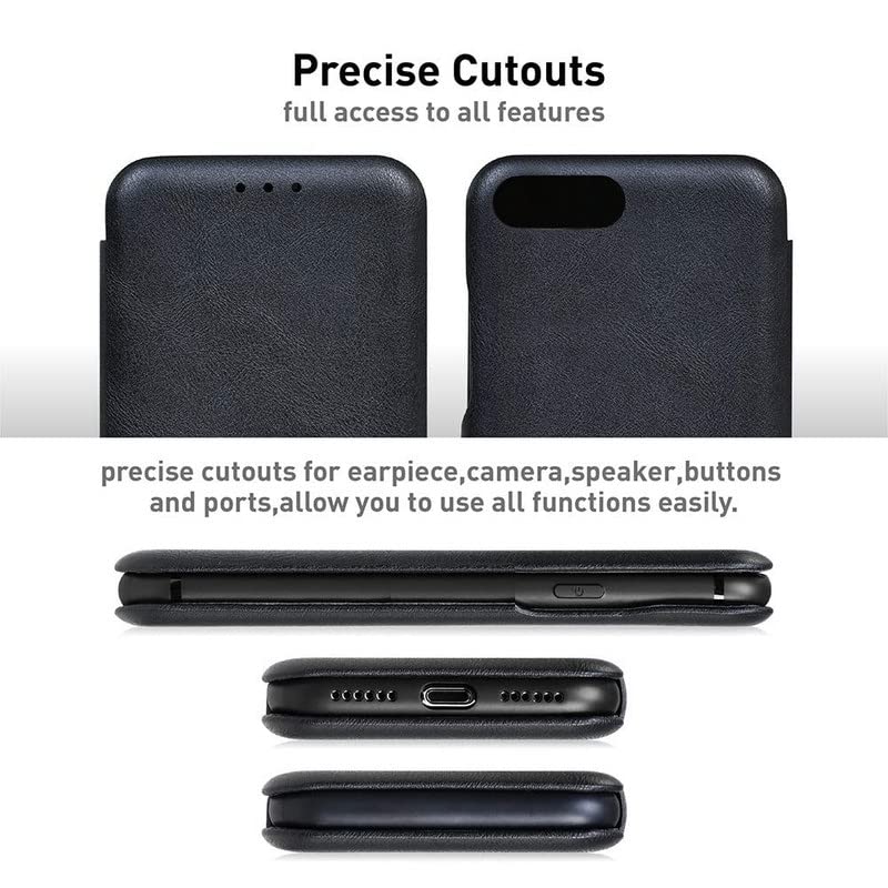 Image of WHITBULL Soft Leather, Kick Stand with Magnetic Closure Slim flip case Cover Compatible with iPhone SE3 2023 / iPhone SE2 2022 / iPhone SE 2020 / iPhone 8 / iPhone 7 - Black