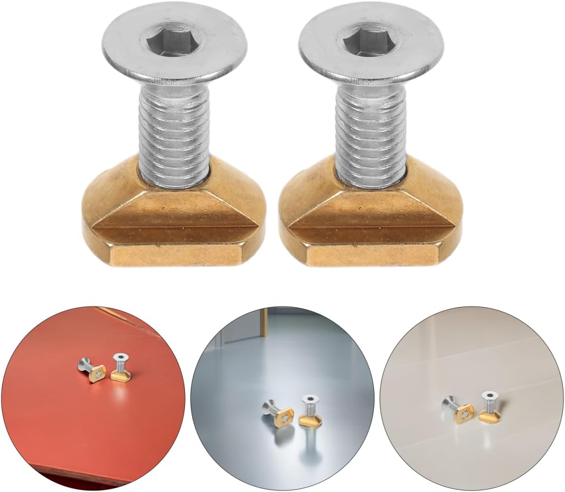 Hemoton 1 Set Foil Board T-Nuts: M8 Hydrofoil Mounting Brass T-Nuts with Screws - Kiteboard Surfing Supplies Parts for All Hydrofoil Tracks