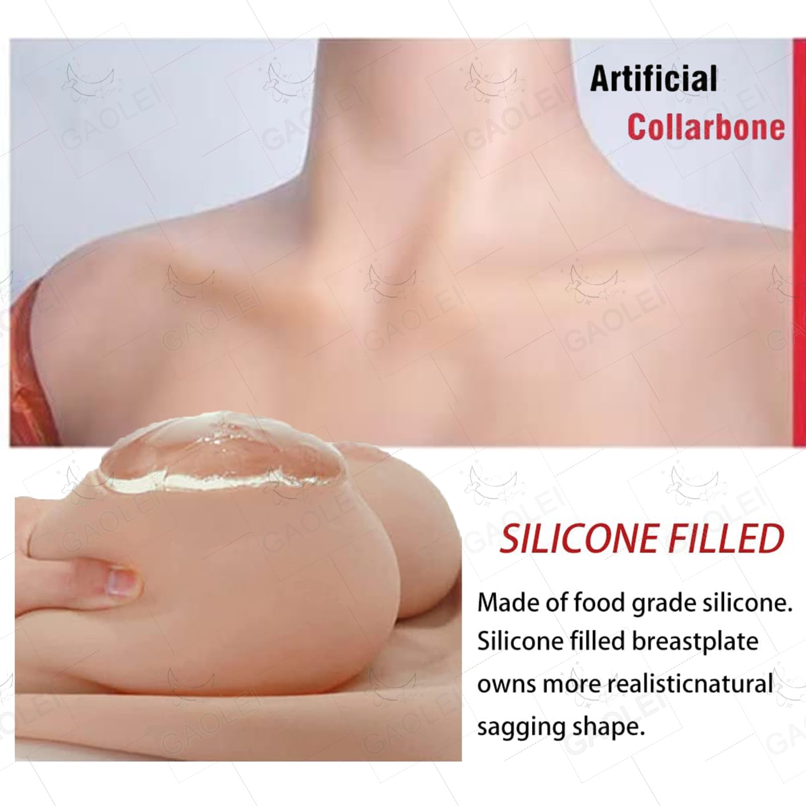 Adima Traje de Silicona travestido Touch Soft Artificial D/G Cup Breast Form con catéter para mastectomía transgénero