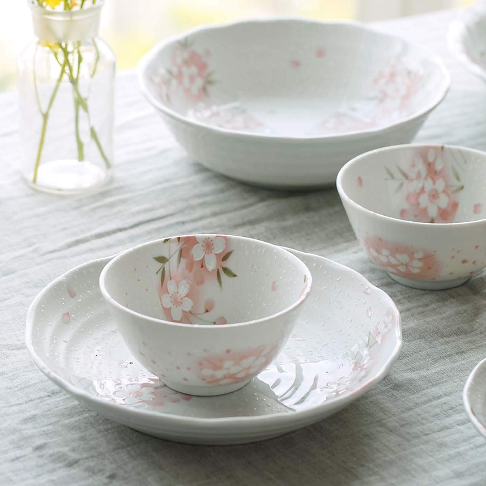 10-częściowy zestaw łączony porcelany Piękne naczynia i talerze z wzorem Sakura Zestaw naczyń kuchennych na obiad, sałatkę, deser