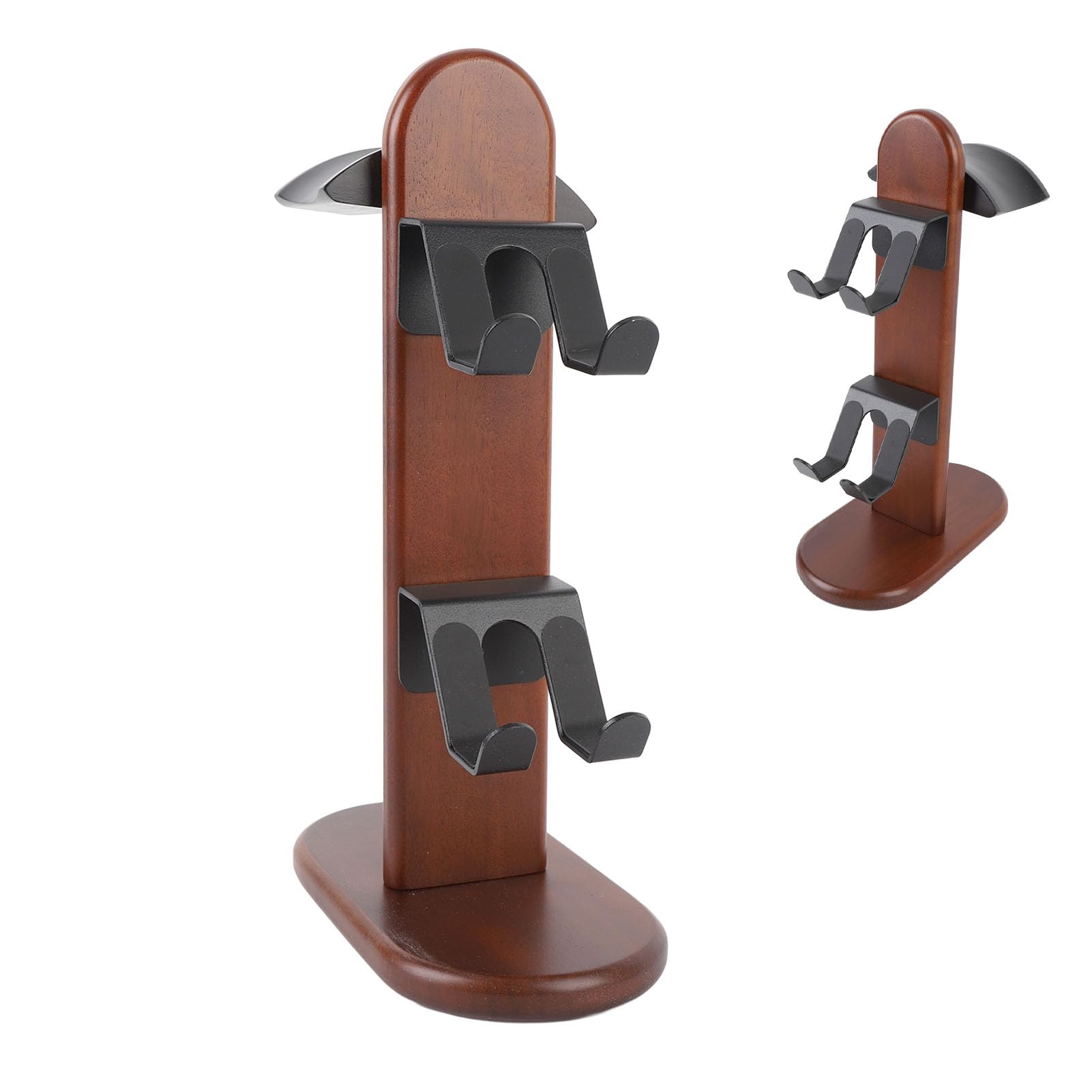 Organizador de Soporte para Controlador de Juegos con Soporte para Auriculares para Escritorio, Madera de Nogal de Primera Calidad, Capacidad para 3 Controladores