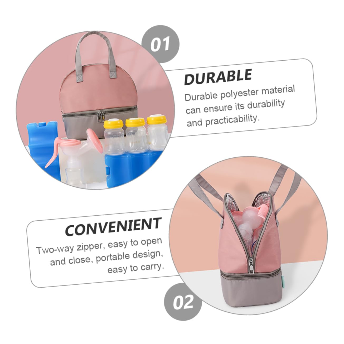 Abaodam 3pièces pour Conservation De Lait Maternel De Rangement Portable pour Transport De Lait Sorties Shopping Camping
