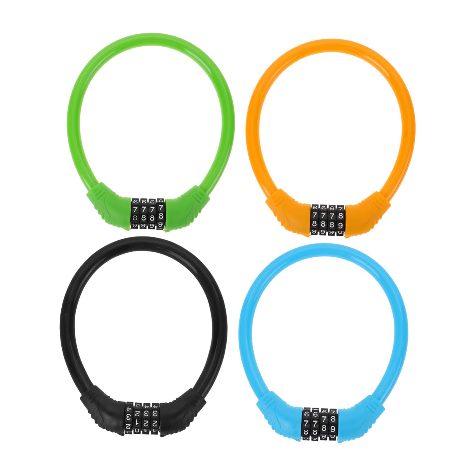 NAMOARLY 4pcs Bike Supply Anti-Theft Bike Chain Locks Waterproof Easy to Use Black Blue Green Orange