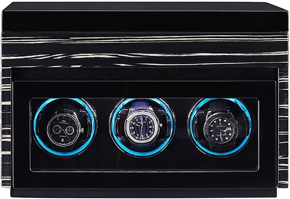 Luxury Watch Winder Automatic Watch with LED Light with Silent Motor and 5 Rotation Positions PU-Leather Super-Silent Winder Suitable for All Automatic and Mechanical Watches