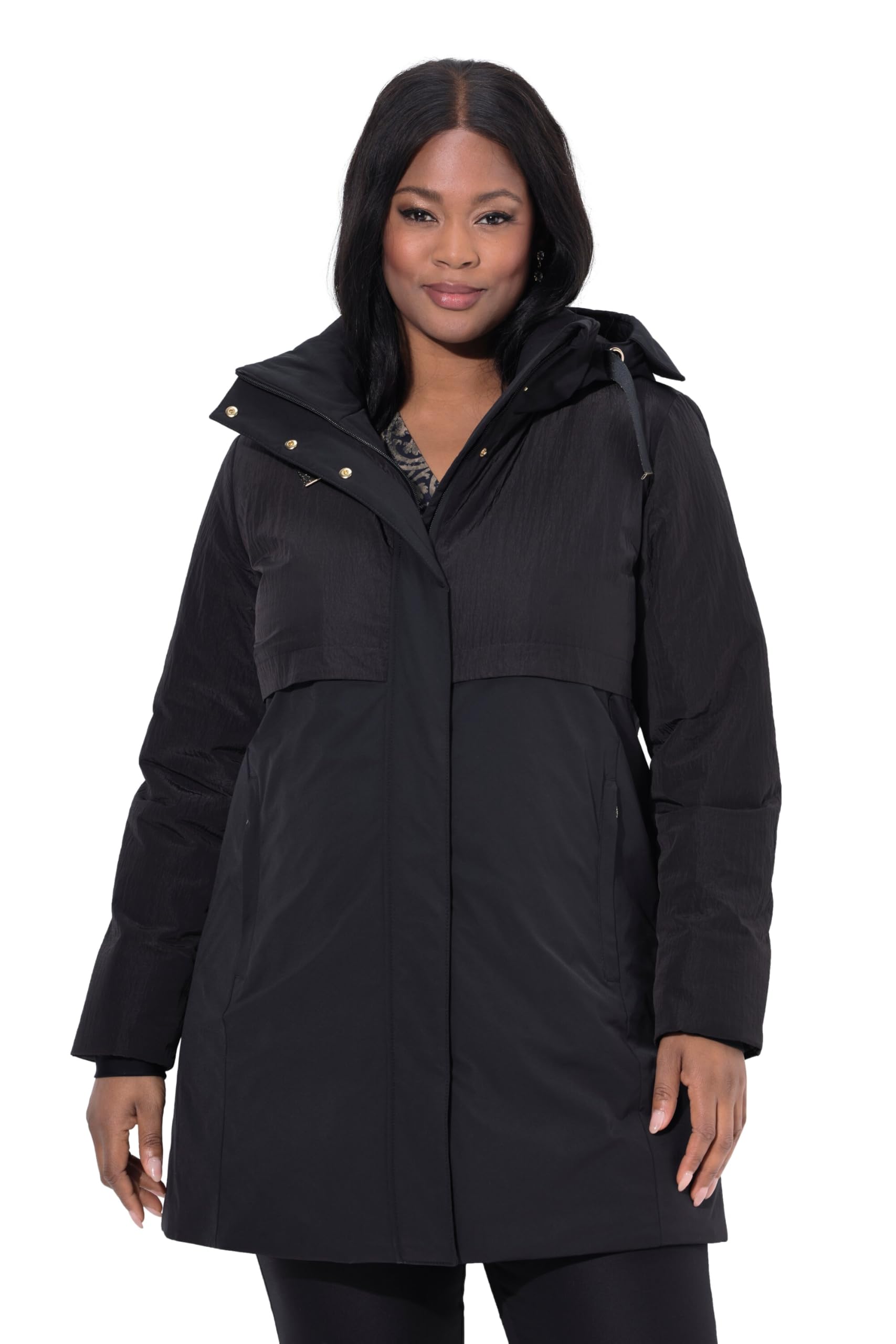 Ulla Popken Damen große Größen Übergrößen Plus Size HYPRAR Sympatex Funktions-Steppjacke, wasserdicht, Kapuze 842924