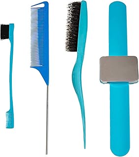 Conjunto de 4 peças de pentes de cabelo Cauda fina Dente Pente Cauda de rato Pente de corte Escova de controle de borda dupla face Pentes anti estáticos para homens e mulheres cabeleireiro Pente de cabelo,Conjunto de pentes de cabelo,Pente de Dente de Cauda,Pente de cauda,Pente de Corte Blue