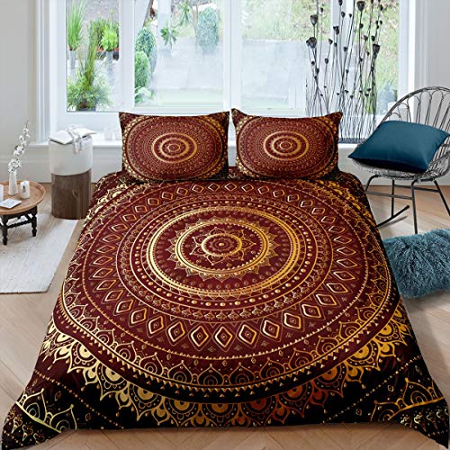 Loussiesd Boho Mandala Bettwäsche Set 135x200cm Bettbezug Set im...
