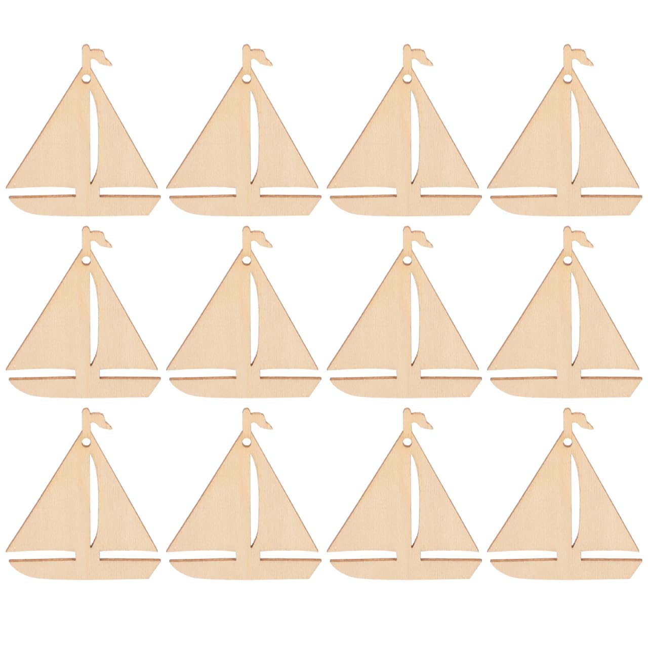 NUOBESTY 50pcs Wooden Sailboat DIY Wooden Cutout Craft Slices Sailboat Cutouts Unfinished DIY Wood Adornments Graffiti Wood s Unfinished s