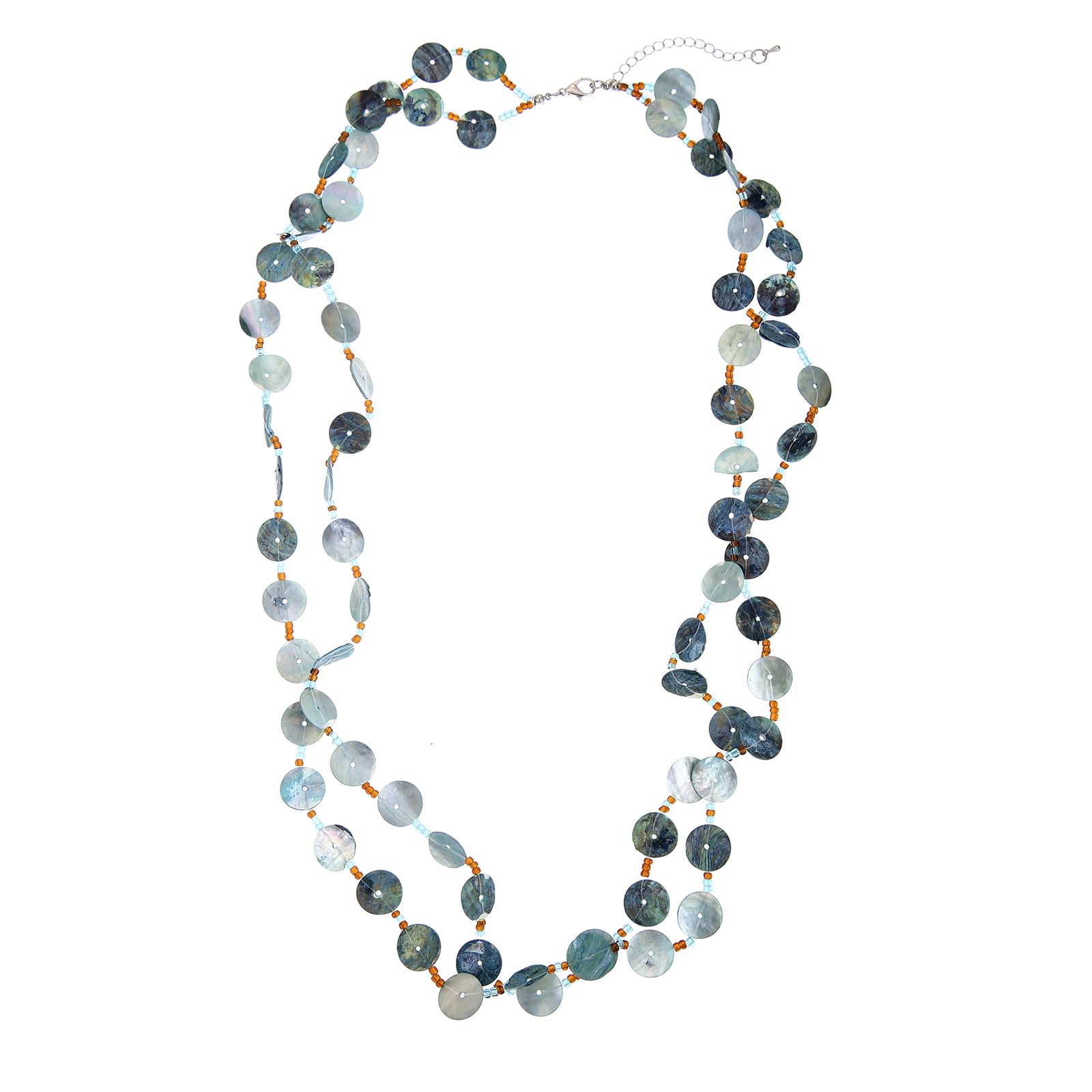 Winssigma Layered Necklaces for Women, Multi Strand Boho Long Beaded Statement Piece with Shell & Coin Chunky Details