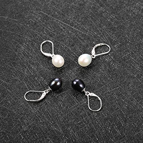 Milacolato 925 Sterling Silver Pearl Dangle Earrings for Women 14K White Gold Plated Leverback Earrings AAAAA Quality Genuine Freshwater Cultured Pearl Drop Earrings4