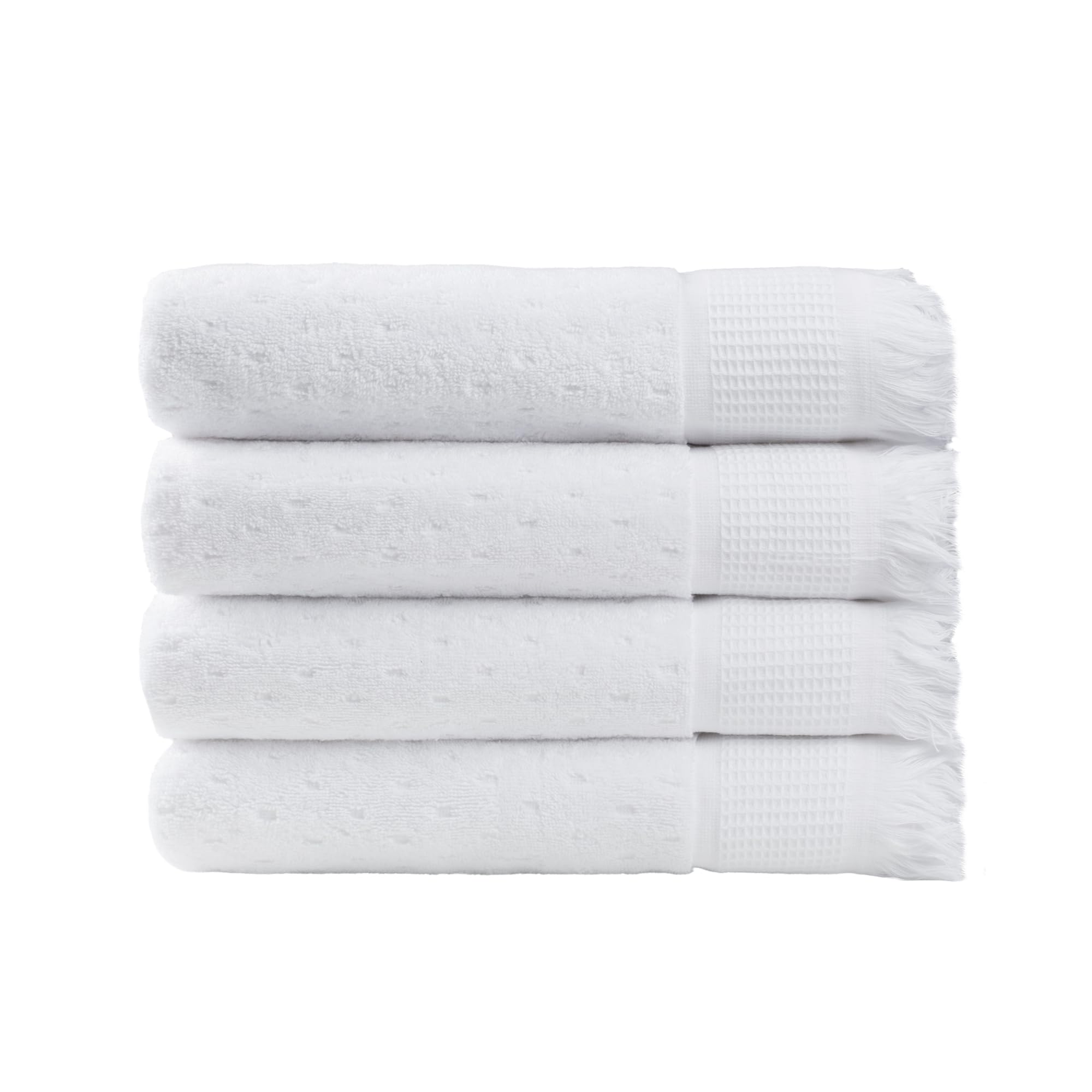 SOFE H&L | NADIAS Luxury Bath Towels Set of 4 White (27” x 54”) | Light, Premium, Soft, Durable, Absorbent - Hotel Quality Turkish Towel Sets for Bathroom